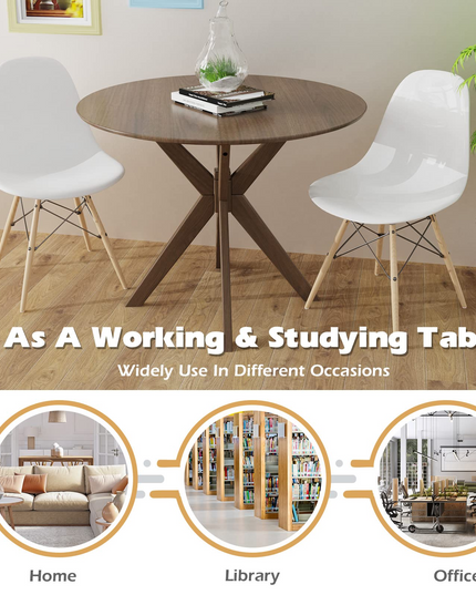 Giantex 36 Inch Round Wood Dining Table, Farmhouse Kitchen Table with Intersecting Pedestal Base & Adjustable Foot Pads