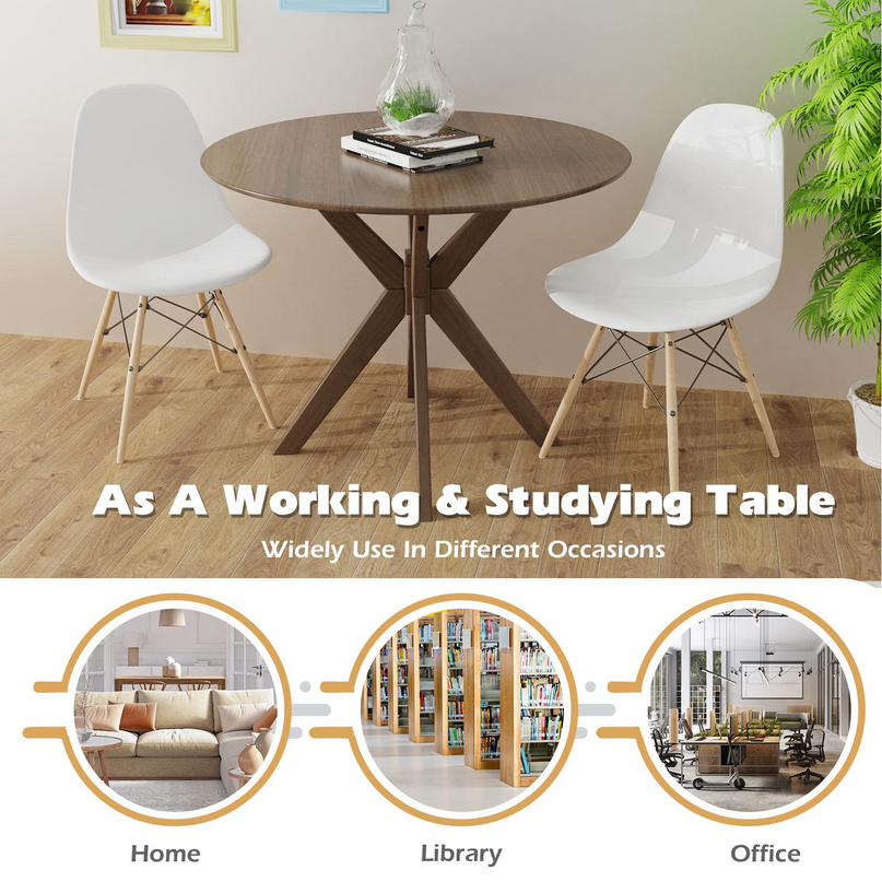Giantex 36 Inch Round Wood Dining Table, Farmhouse Kitchen Table with Intersecting Pedestal Base & Adjustable Foot Pads