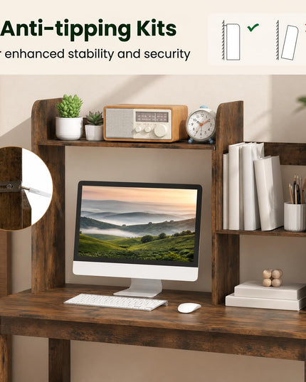 GIANTEX Extendable Desktop Bookshelf w/ Storage Hutch