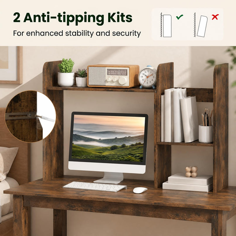 GIANTEX Extendable Desktop Bookshelf w/ Storage Hutch
