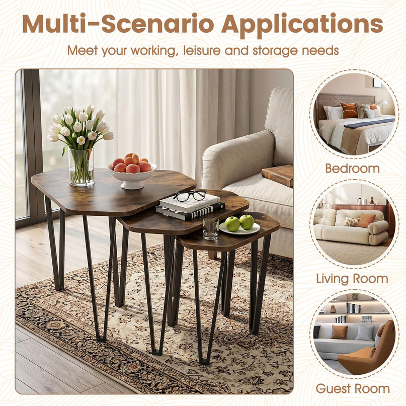 Giantex Nesting Coffee Tables Set of 3 for Living Room & Apartment