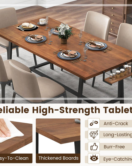 Giantex 72-Inch Dining Table for 5-7, Rectangular Kitchen Table with 2-Bottle Wine Rack