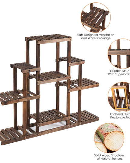 Giantex Flower Rack Wood Plant Stand Wood Shelves Bonsai Display Shelf (47.5”Lx 10’’Wx 38’’H)