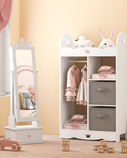 CHARMAID Kids Jewelry Armoire & Adult Jewelry Cabinet Set