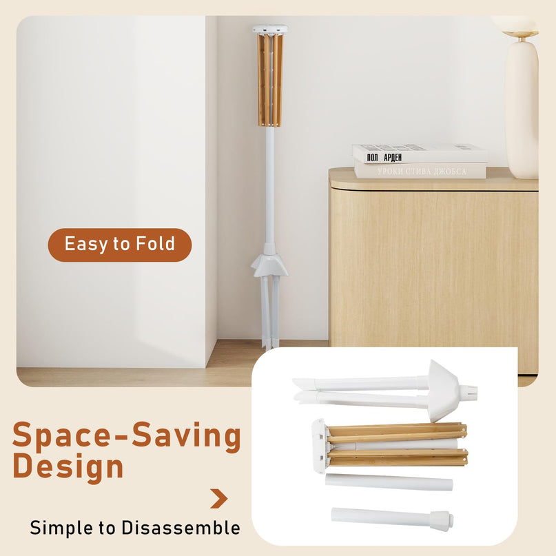 Giantex Foldable Laundry Drying Rack with 8 Bamboo Hanging Rods & 40 Hanger Slots