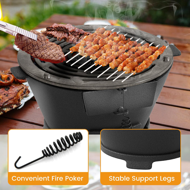 Giantex Cast Iron Hibachi Grill with Double Sided Grate