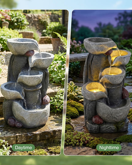 Giantex 5-Tier Outdoor Water Fountain with Lights