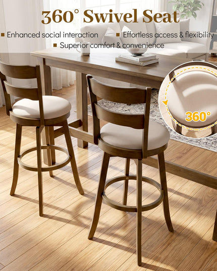 Giantex Tabourets de bar pivotants lot de 2 ou 4 | Tabourets hauteur bar de 77,5 cm avec assise en tissu rembourré