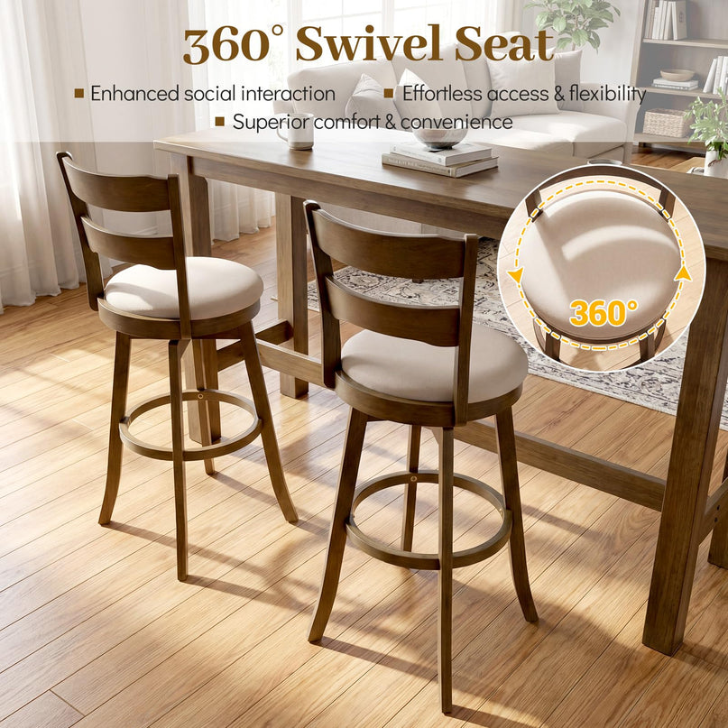 Giantex Tabourets de bar pivotants lot de 2 ou 4 | Tabourets hauteur bar de 77,5 cm avec assise en tissu rembourré