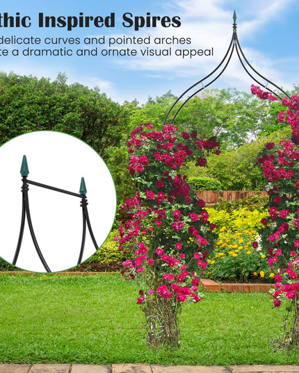 Giantex Metal Garden Arbor Wedding Arch, 9.5 FT Wedding Arbor for Ceremony, Pergola Arbor for Climbing Plant Roses Vines