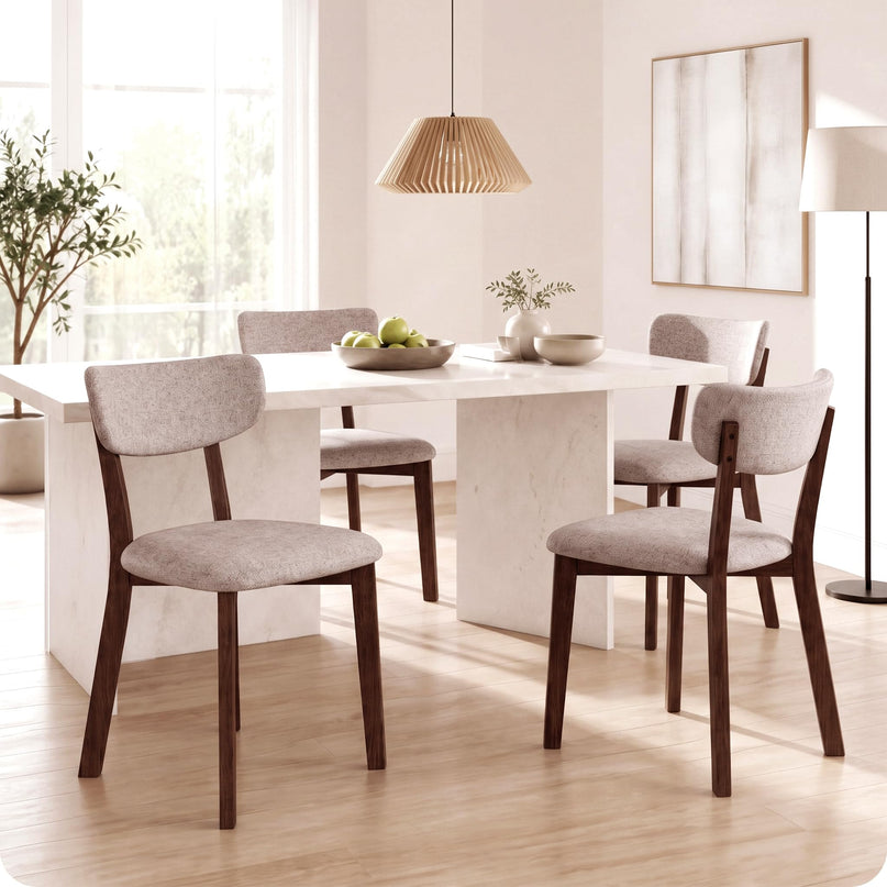 GIANTEX Wood Dining Chairs Set of 4 with Curved Padded Backrest
