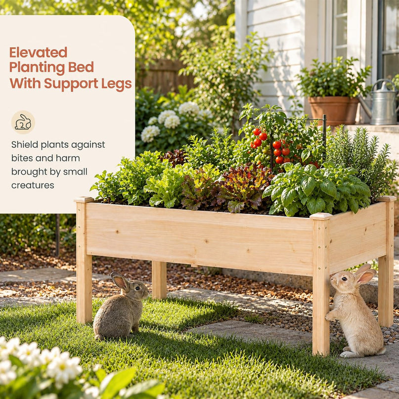 GIANTEX 48" Raised Garden Bed with Drainage Holes & Slotted Corner Posts (1/2)