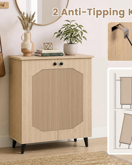 GIANTEX Geometric Shoe Cabinet with 2 Doors