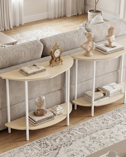 Giantex Half Moon Console Table | 40" Narrow Entryway Table with Storage Shelf