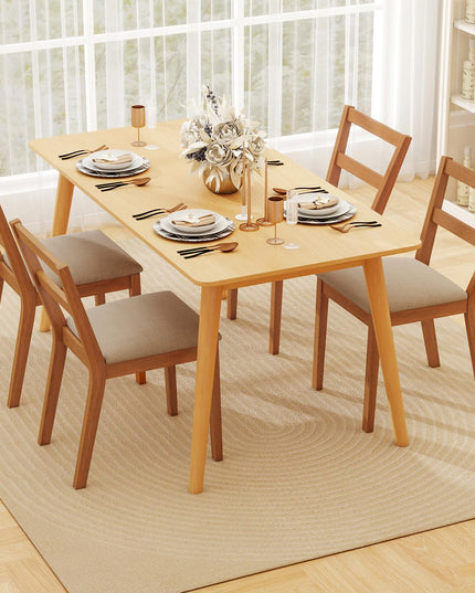 Giantex Wooden Dining Chairs Set of 2/4 with Rubber Wood Legs & Fabric Padded Seat