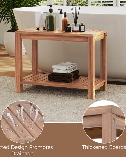 24 Inch Waterproof Bathroom Spa Bathing Seat Foot Rest Entryway Bench