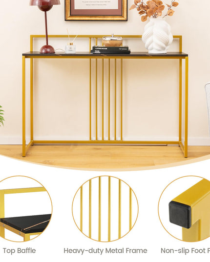 Giantex 47" Entryway Console Table - Narrow Hallway Table w/Sturdy Gold Metal Frame, Anti-Tipping Kits