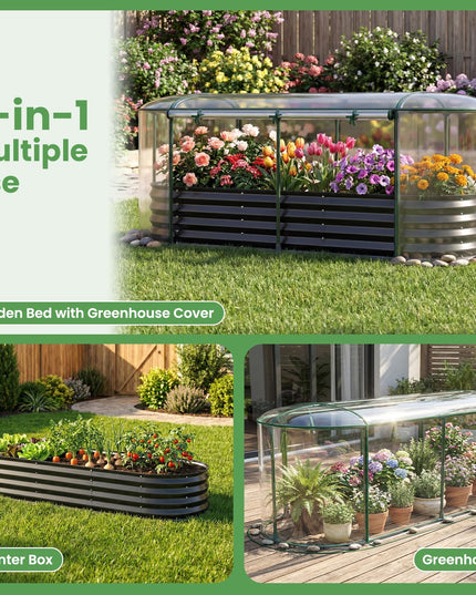 Giantex 6x2x1 FT Raised Garden Bed w/Greenhouse Cover