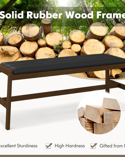 Giantex Upholstered Wood Dining Bench, 50" Entryway Bench w/Padded Seat & Solid Rubber Wood Frame
