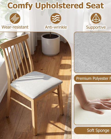Giantex Fabric Upholstered Kitchen Armless Chairs w/Rubber Wood Frame