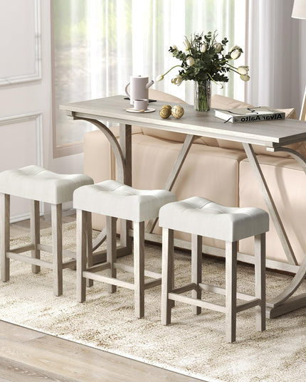 Giantex Small Dining Table Set - 4-Piece Bar Table and Chairs Set with Power Outlet