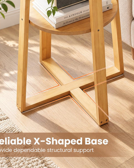 GIANTEX 24" Tall Small Round Side Tables Set of 2 with Open Storage Shelf