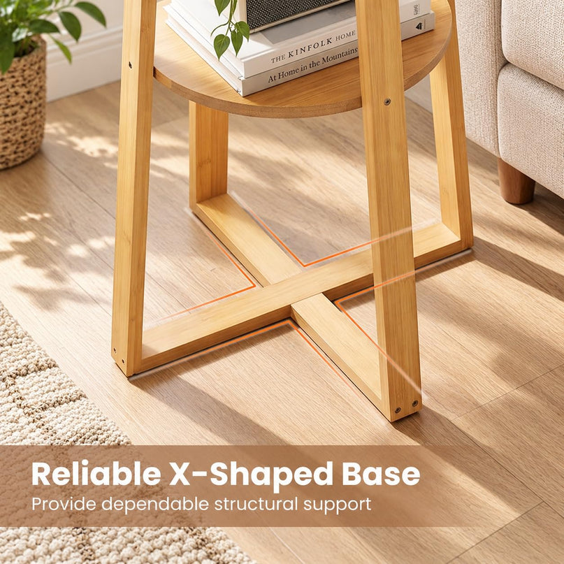 GIANTEX 24" Tall Small Round Side Tables Set of 2 with Open Storage Shelf