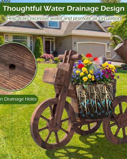 Giantex Support de plantes rustique en bois avec trou de drainage pour fleurs, herbes, légumes