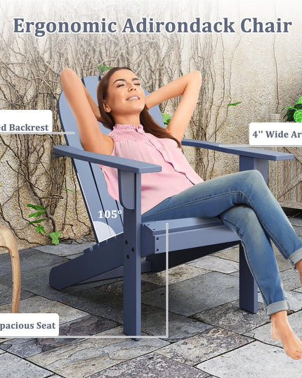 Giantex Acacia Wood Adirondack Chair Set of 1/2/4, Outdoor Fire Pit Chair with 105° Inclined Seat
