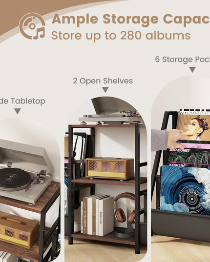 Giantex Record Player Stand with Vinyl Storage