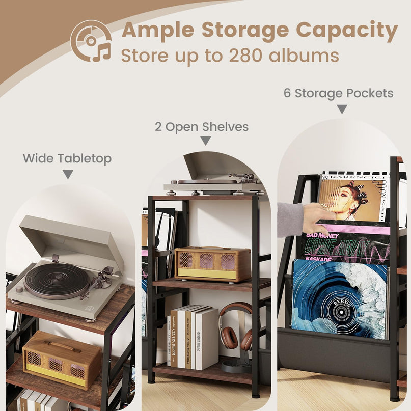 Giantex Record Player Stand with Vinyl Storage