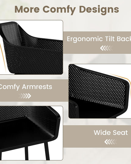 Giantex Plastic Dining Chairs w/Breathable Mesh Backrest Wide Seat Sturdy Supporting Legs