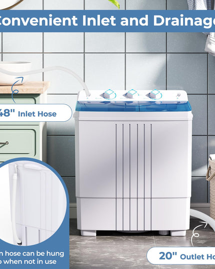 Giantex Washing Machine Twin Tub 12Lbs Washing and 8Lbs Spinning
