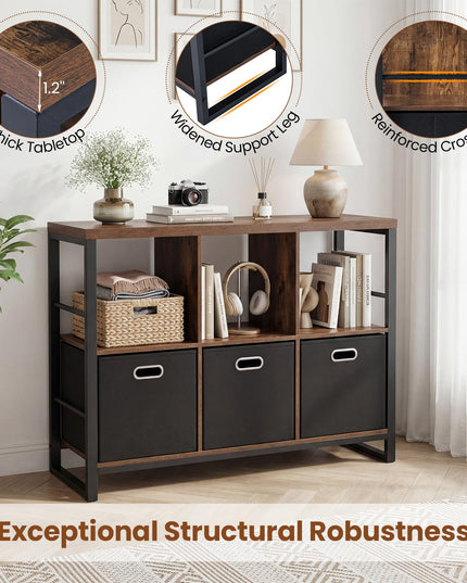 GIANTEX 6 Cube Storage Organizer with 3 Storage Bins 2-Tier Bookcase