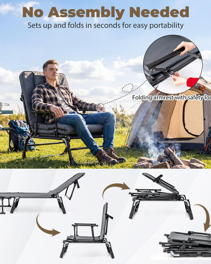 Giantex Folding Patio Lounge Chair with 6-Level Adjustable Backrest