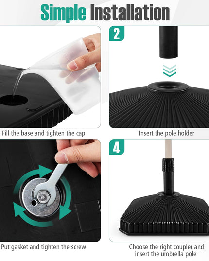 Giantex 44 lbs HDPE Square Fillable Umbrella Base