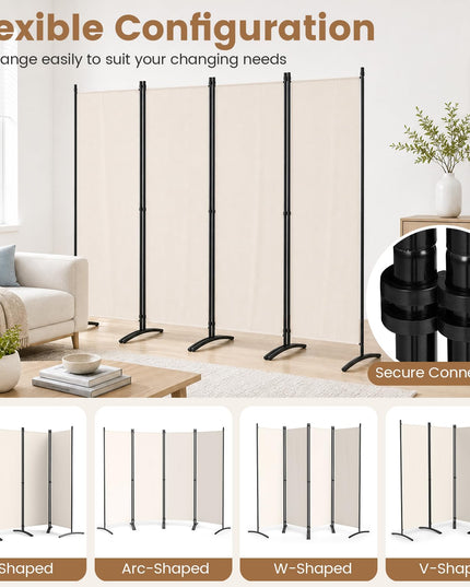 Giantex 4 Panel Room Divider, 5.6Ft Folding Screen, Home Office Freestanding Tall Partition