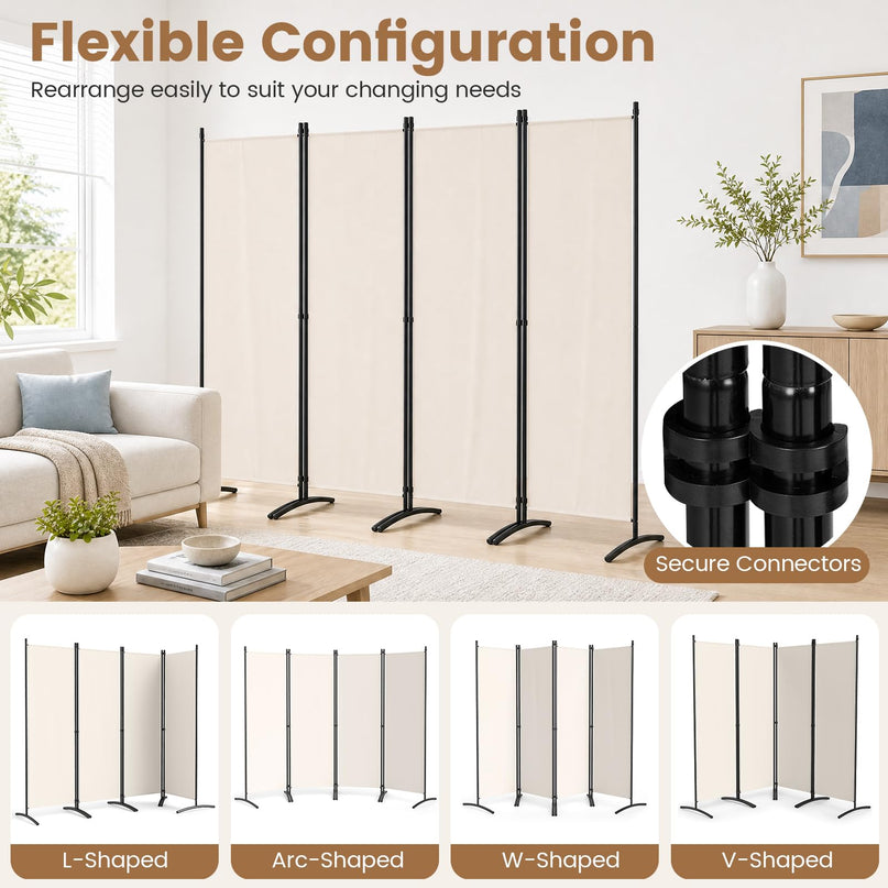Giantex 4 Panel Room Divider, 5.6Ft Folding Screen, Home Office Freestanding Tall Partition