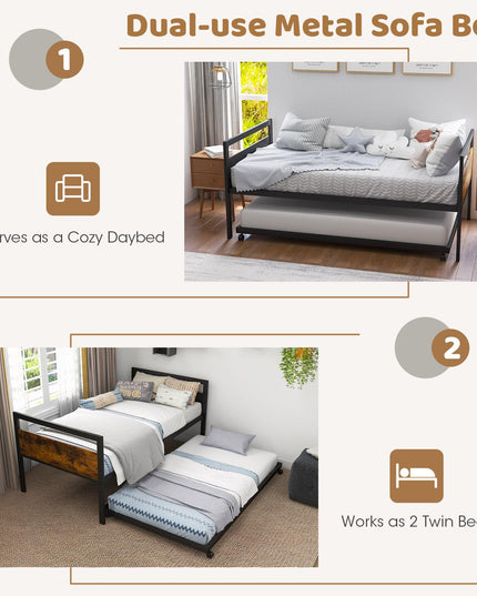 Giantex Metal Daybed with Trundle