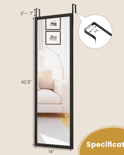 CHARMAID Over The Door Full Length Mirror, Arched Full Body Mirror