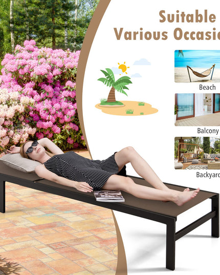 Giantex Patio Chaise Lounge Chair, Outdoor Sunbathing Chair Lawn Reclining Lounger with 6 Adjustable Position
