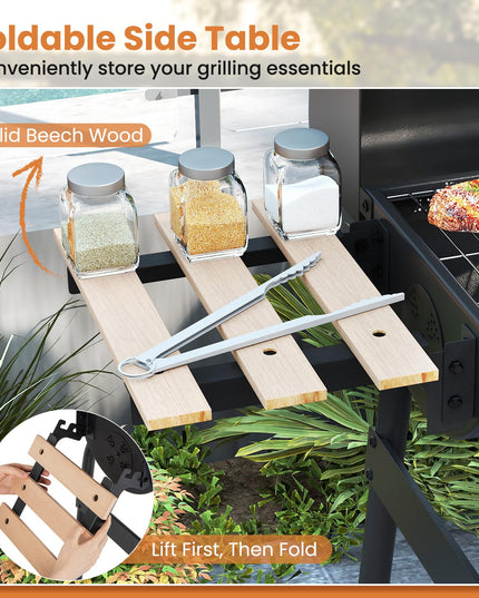 Giantex Portable Charcoal Grill with Foldable Side Table