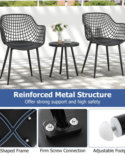 Giantex 3 Piece Patio Furniture Set, Outdoor Bistro Table and Chairs Set of 2, PP Seat & Metal Legs