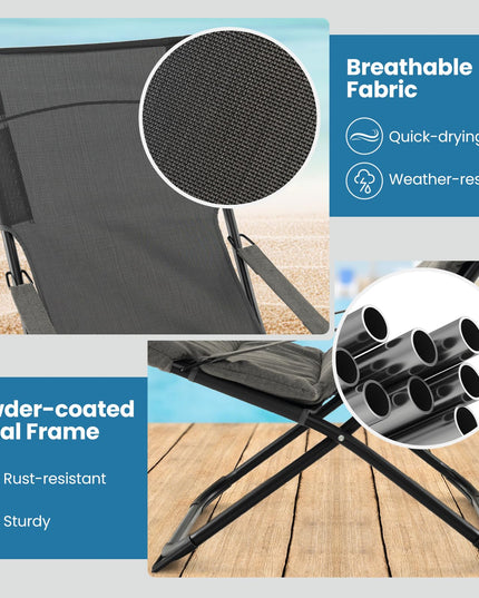 Giantex Patio Folding Chairs with Footrest, Outdoor Lounge Chair with Removable Cushion