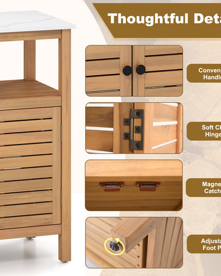 Giantex Outdoor Potting Bench Acacia Wood Large Planting Workstation