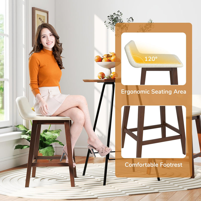Giantex 24" Bar Stools Set of 2/4 with Low Back for Kitchen Island