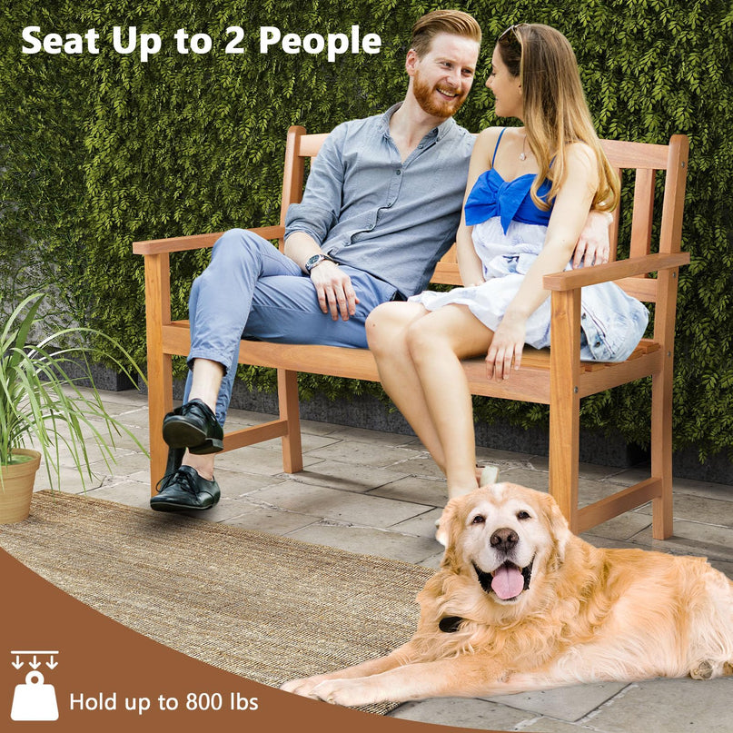 Giantex 2 Person Outdoor Bench w/Ergonomic Backrest