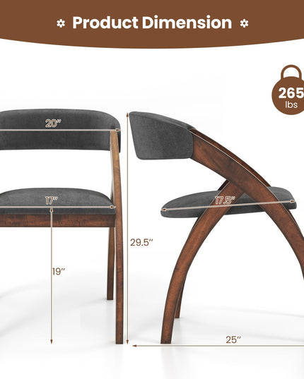 Giantex Wooden Dining Chairs, Upholstered Kitchen Chairs w/Arched Rubber Wood Legs