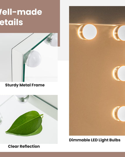CHARMAID Vanity Mirror with Lights - 20" Hollywood Lighted Makeup Mirror with 14 LED Bulbs, 3 Color Lighting Modes