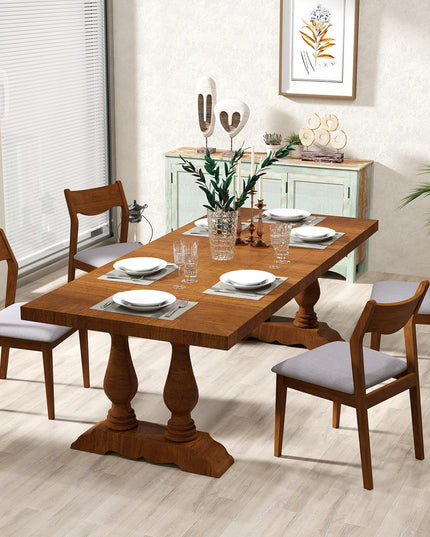 Giantex Wooden Dining Chairs Set of 2/4, Linen Fabric Upholstered Kitchen Chairs w/Rubber Wood Frame